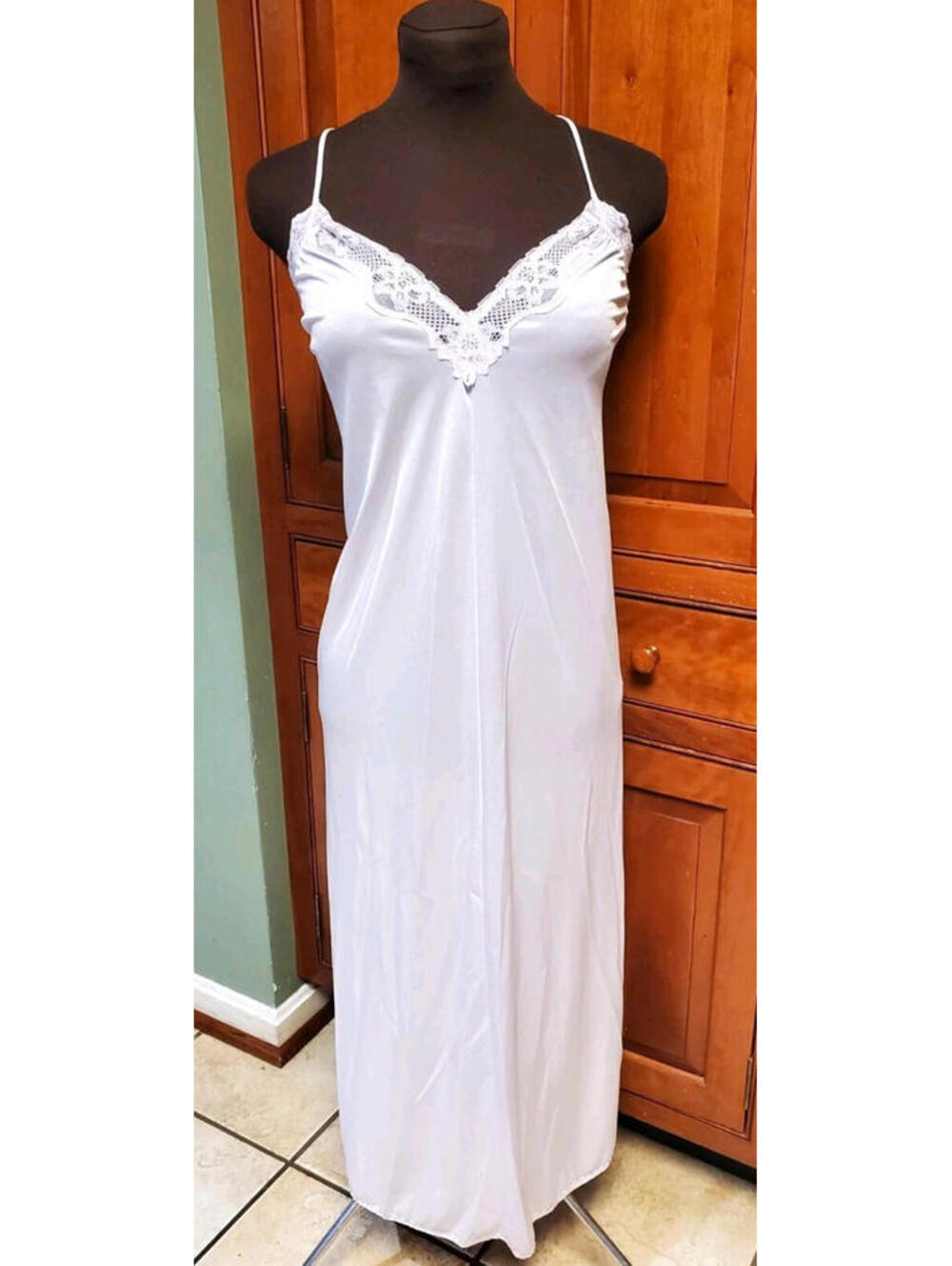Vtg Sears Slip Dress Lilac Shiny Nightgown Lingerie Nylon XS 30.5"x32"